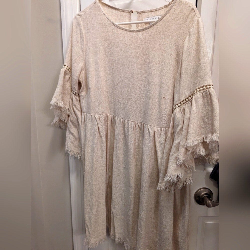 Cream Maternity dress with fringe, Hyfve, Small
